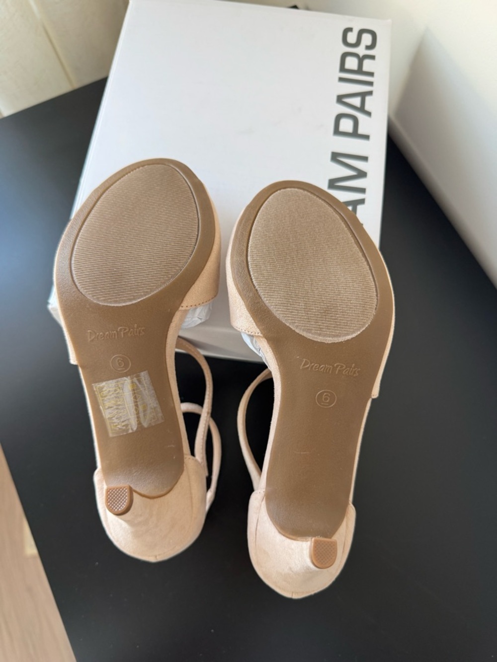 DREAM PAIRS Women's NILE Fashion Stilettos Open Toe Pump Heel Sandals- Nude, NWT - Picture 5 of 11